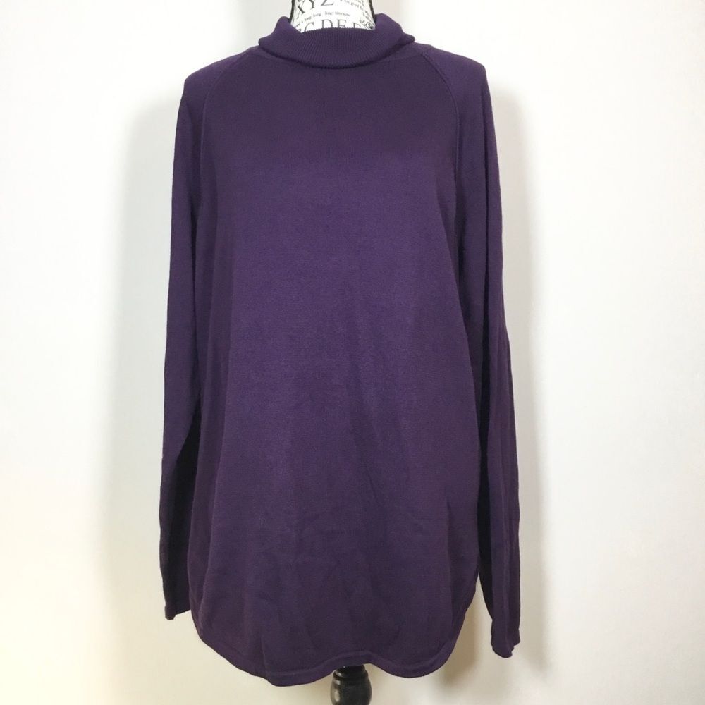 Purple knit sweater roll neck cozy winter cabincore layering lagenlook sz M - Picture 1 of 7